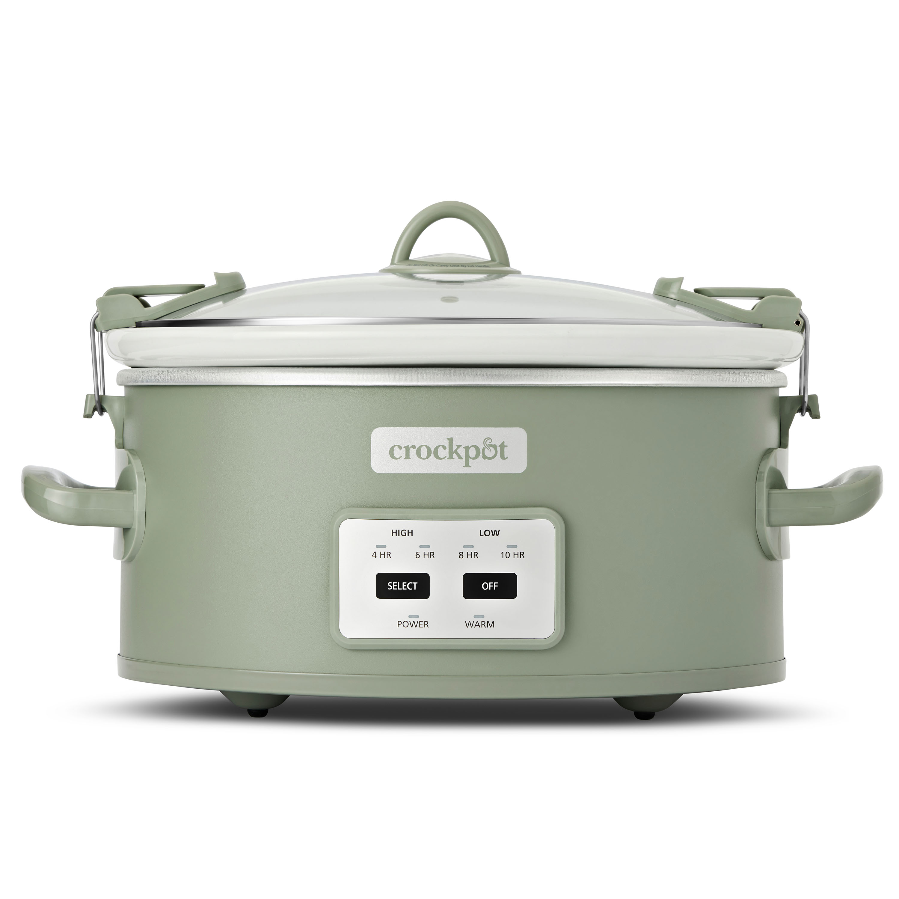 Official Crock-Pot CPSCVO60LL-TGT Moonshine Green six-quart One Touch Cook and Carry slow cooker with four program indicators and locking clips