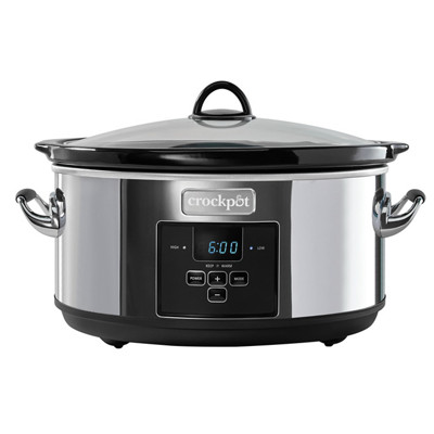 Crock-Pot SCCPVF710-PL-WM-BR seven-quart Platinum programmable slow cooker with digital timer, glass lid, and chrome-plated handles