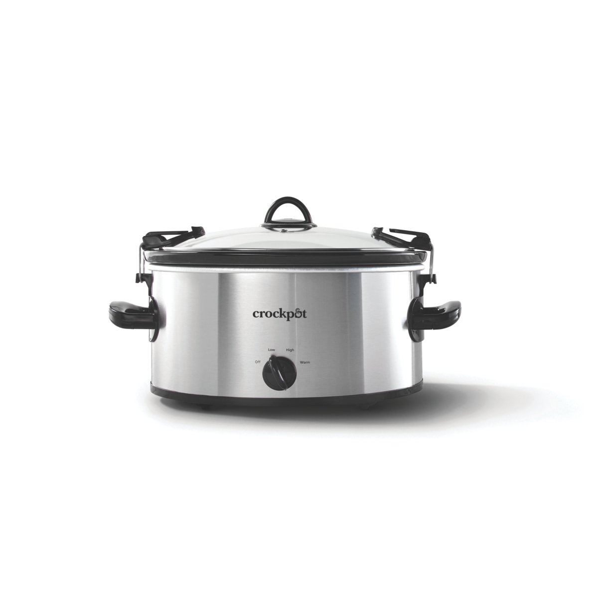 Crock-Pot SCCPVL600-S-BR silver six-quart manual Cook & Carry slow cooker with a rotary dial and latching lid