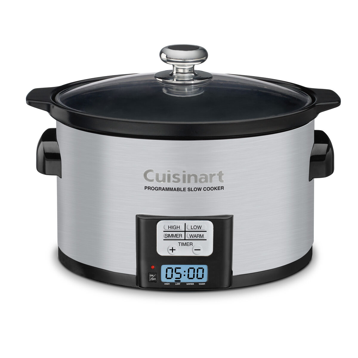 Cuisinart PSC-350 3.5-quart oval programmable slow cooker with stainless housing, glass lid and digital control panel