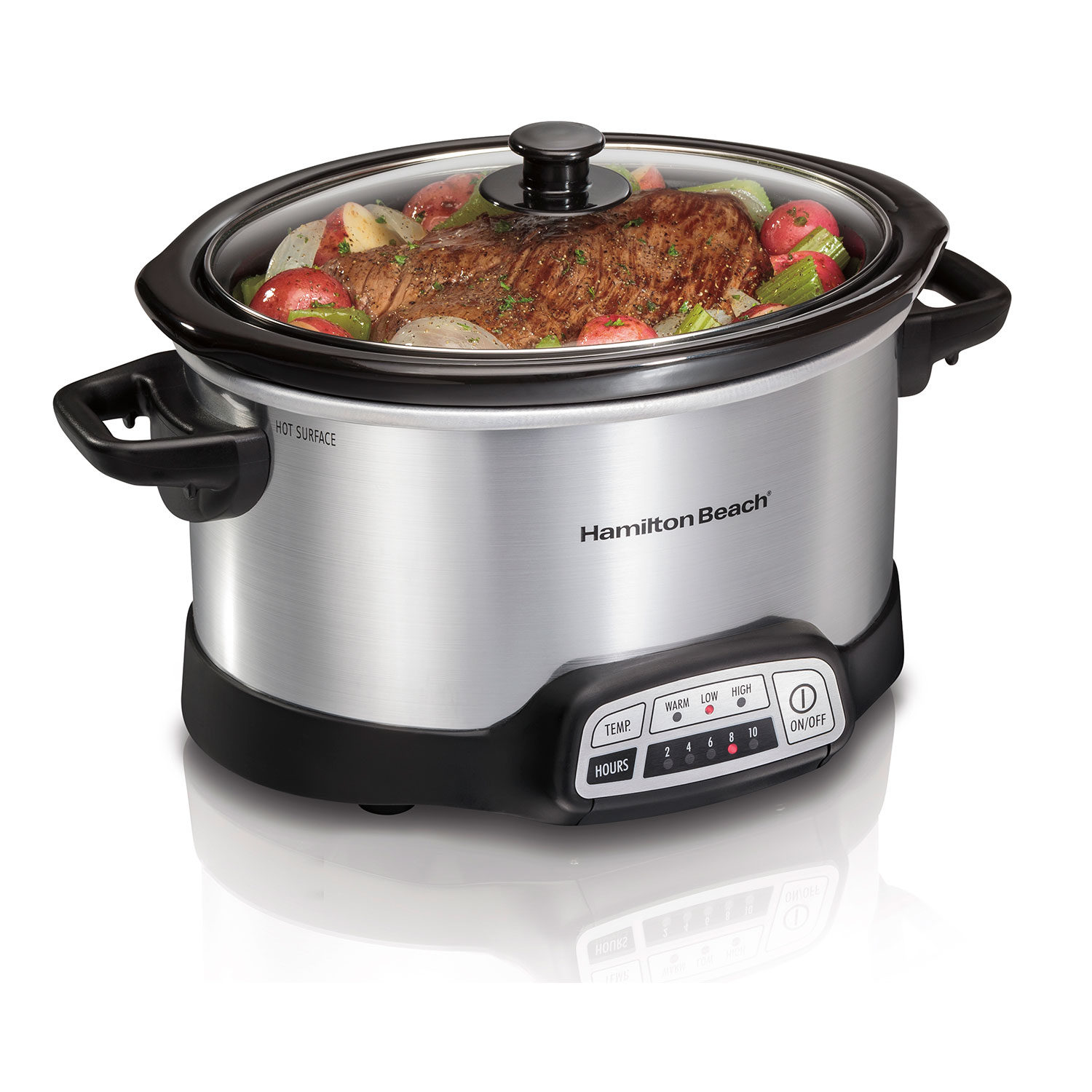 Hamilton Beach 33443 four-quart oval programmable slow cooker with digital hour and temperature controls