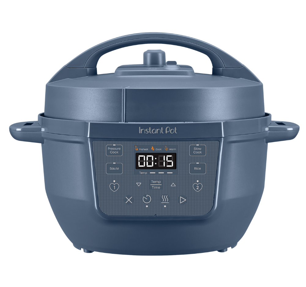 Instant Pot RIO Mini Chef Series in Daydream blue, exact SKU 140-8002-01, with two programmable Favorite buttons