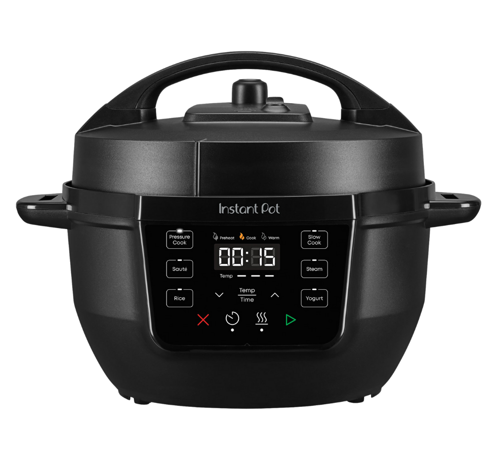 Instant Pot RIO Mini regular series in Black, exact SKU 140-8006-01, with Pressure Cook, Sauté, Rice, Slow Cook, Steam and Yogurt controls