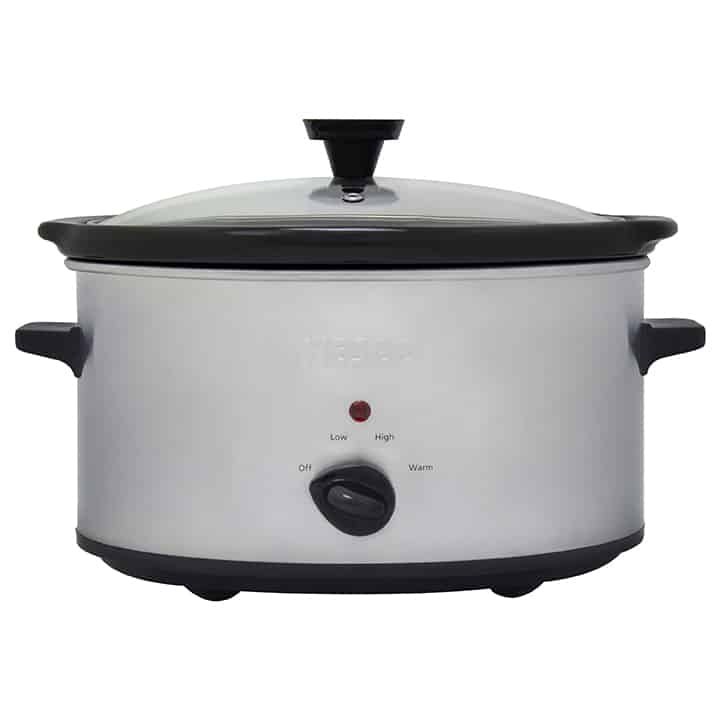 NESCO SC-6-25 6-quart stainless-steel oval analog slow cooker with glass lid and front dial